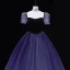 Vintage / Retro Purple Prom Dresses 2022 Ball Gown Square Neckline Puffy Short Sleeve Backless Floor-Length / Long Prom Formal Dresses