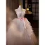 Chic / Belle Blanche Robe De Mariée De Bal 2024 Volants en Cascade Bustier Sans Manches Dos Nu Noeud Ceinture Train De Balayage Mariage Robe Boule