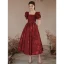 Chic / Beautiful Burgundy Prom Dresses 2023 A-Line / Princess Square Neckline Puffy Short Sleeve Backless Floor-Length / Long Prom Formal Dresses