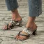 Romain Blanche Motif Peau De Serpent Sandales Femme 2022 Vêtement de rue 8 cm Talons Épais Peep Toes / Bout Ouvert Sandales Talons Hauts