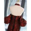 Sexy Burgundy Printing Evening Dresses 2023 Trumpet / Mermaid Halter Bow Short Sleeve Backless Floor-Length / Long Evening Party Formal Dresses