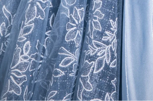 Chic / Beautiful Sky Blue Lace Flower Sequins Prom Dresses 2025 A-Line / Princess Off-The-Shoulder Sleeveless Backless Floor-Length / Long Prom Formal Dresses