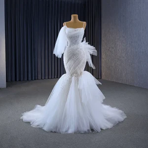 High End Charmant Weiß Perlenstickerei Pailletten Plissee Brautkleider Hochzeitskleider 2023 Ballkleid Spaghettiträger Ärmellos Rückenfreies Hof Schleppe Hochzeit