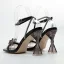 Charmant Sexy Silber Abend Kristall Sandalen Damen 2022 Strass Knöchelriemen 9 cm Stilettos Peeptoes Sandaletten Hochhackige