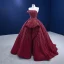 High End Burgunderrot Perlenstickerei Pailletten Ballkleider 2022 Ballkleid One-Shoulder Ärmellos Rückenfreies Sweep / Pinsel Zug Festliche Kleider