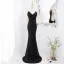 Sparkly White Sequins Evening Dresses 2023 Trumpet / Mermaid V-Neck Short Sleeve Backless Floor-Length / Long Evening Party Formal Dresses
