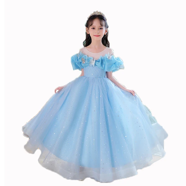 Chic / Beautiful Silver Star Sequins Birthday Flower Girl Dresses 2023 A-Line / Princess Scoop Neck Ruffle Short Sleeve Backless Floor-Length / Long Flower Girl Dresses