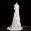 Élégant Ivoire En Dentelle Fleur Satin Robe De Mariée 2025 Princesse De l'épaule Manches Courtes Dos Nu Train De Balayage Mariage