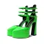Unusual Green Cocktail Party 14 cm Thick Heels Womens Sandals 2022 Ankle Strap Pointed Toe Womens Shoes High Heels