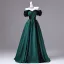Vintage Dunkelgrün Ballkleider 2026 Ballkleid Off Shoulder Geschwollenes Kurze Ärmel Rückenfreies Lange Festliche Kleider