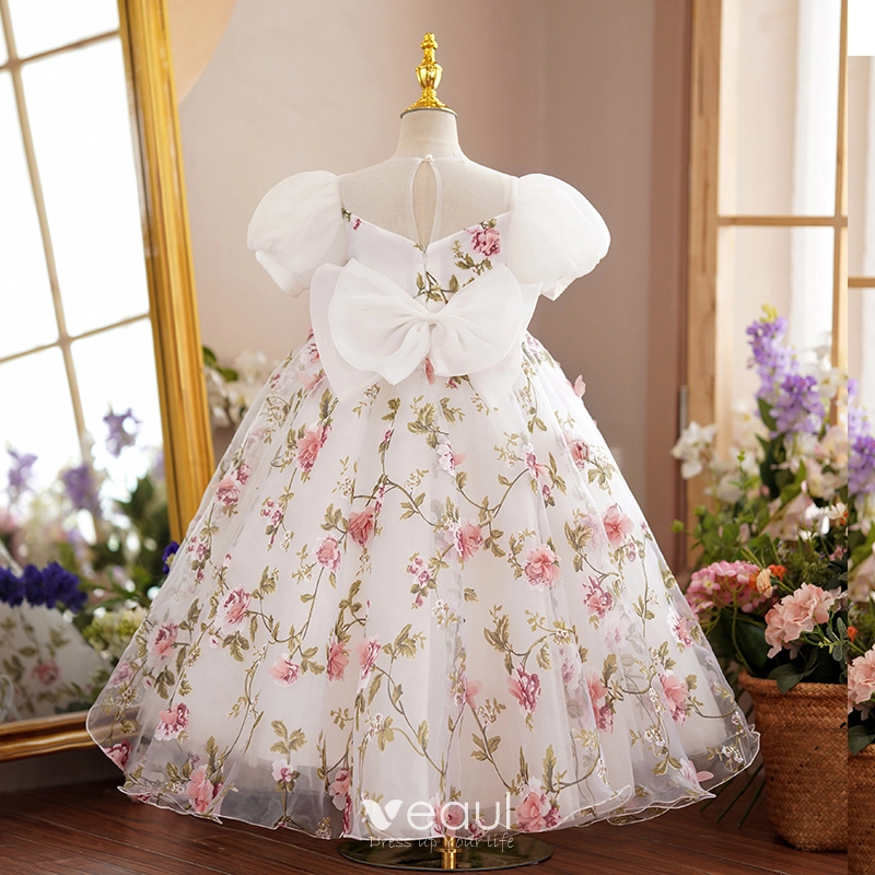 White puffy flower girl on sale dresses