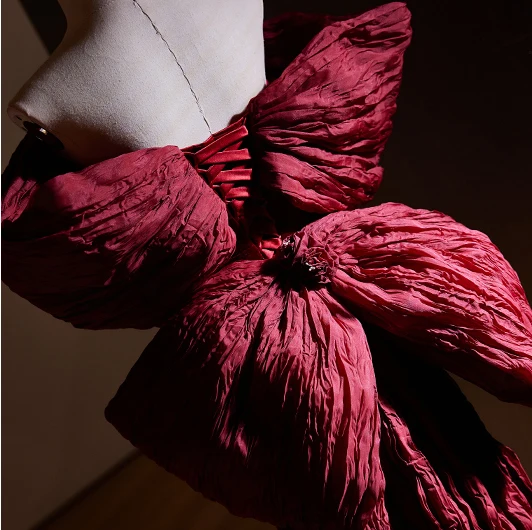 Elegant Burgundy Flower Velvet Prom Dresses 2024 Trumpet / Mermaid Off-The-Shoulder Short Sleeve Backless Bow Sweep Train Prom Formal Dresses