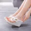 Fashion White Appliques Beach Outdoor / Garden Womens Sandals 2024 9 cm Wedges Open / Peep Toe Sandals