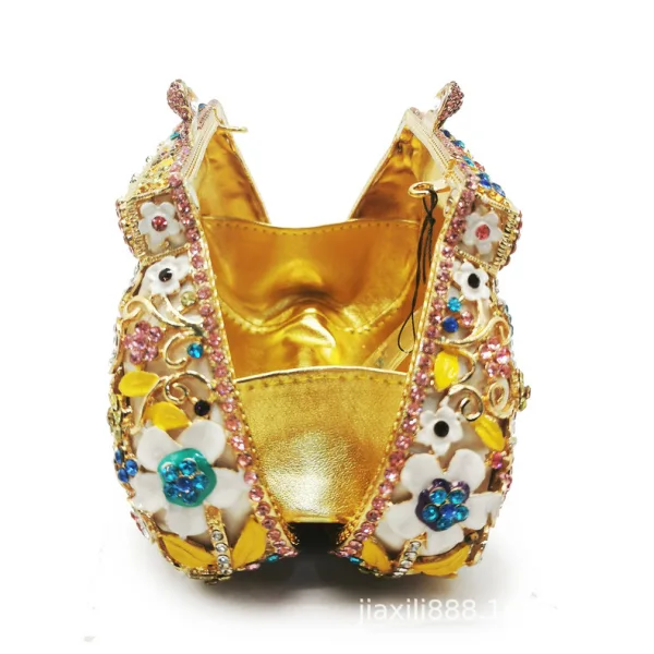 Snygga / Fina Multi-Färger Rhinestone Blomma Gul Trädgård / Utomhus Metall Kuvertväska 2022