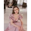 Elegant Blushing Pink Prom Dresses 2022 A-Line / Princess V-Neck Beading Pearl Sequins Puffy Short Sleeve Backless Floor-Length / Long Prom Formal Dresses