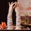 Elegant Hvit Beading Paljetter Blonder Blomst Bryllup Brudehansker 2026 Tyll