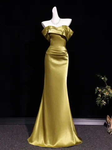 Charming Gold Evening Dresses 2026 Trumpet Mermaid Strapless Sleeveless Backless Floor Length Long Formal Dresses
