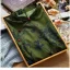Vintage / Retro Chinese style Dark Green Summer Printing Cheongsam 2024 Trumpet / Mermaid High Neck Short Sleeve Tea-length
