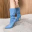 Mode Bleu Ciel Tomber Hiver Vêtement de rue Bottes Femme 2023 11 cm Talons Aiguilles À Bout Pointu Bottes