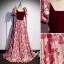 Chic / Beautiful Burgundy Printing Sequins Prom Dresses A-Line / Princess 2022 Square Neckline Puffy Short Sleeve Backless Sweep Train Prom Formal Dresses