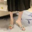 Charmant Sexy Ivoire Soirée Faux Diamant Noeud Sandales Femme 2022 8 cm Talons Aiguilles Peep Toes / Bout Ouvert Sandales Talons Hauts