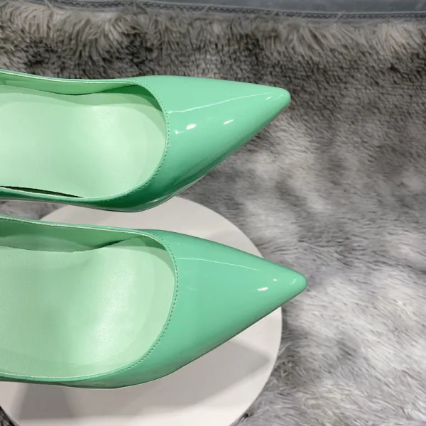 Fashion Mint Green Evening Party Pumps 2022 Patent Leather 12 cm Stiletto Heels Pointed Toe Pumps High Heels