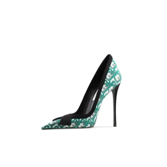Mote Grønn Aften Plaid Pumps 2024 Lær 10 Cm Stiletthæler Spisse Pumps Høyhælte