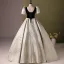 Elegant Sage Green Appliques Printing Prom Dresses 2024 Ball Gown Square Neckline Puffy Short Sleeve Backless Floor-Length / Long Prom Formal Dresses
