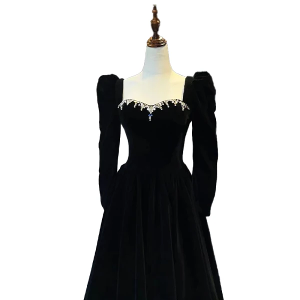 Sexy Black Suede Evening Dresses 2023 A-Line / Princess Strapless Rhinestone Sleeveless Backless Bow Floor-Length / Long Evening Party Formal Dresses