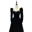 Sexy Black Suede Evening Dresses 2023 A-Line / Princess Strapless Rhinestone Sleeveless Backless Bow Floor-Length / Long Evening Party Formal Dresses