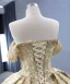 Luxury / Gorgeous Gold Beading Pearl Sequins Chapel Train Prom Dresses 2024 Off-The-Shoulder Sleeveless Backless Prom Formal Dresses
