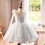 Modest / Simple Grey Birthday Pearl Short Flower Girl Dresses 2024 Ball Gown Scoop Neck Sleeveless Backless