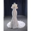 Luxury / Gorgeous White Handmade  Beading Lace Flower Wedding Dresses 2023 Trumpet / Mermaid Strapless Sleeveless Backless Court Train Wedding