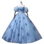 Elegant Pool Blue Prom Dresses 2022 Ball Gown Strapless Puffy Short Sleeve Backless Floor-Length / Long Prom Formal Dresses