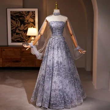 Charming Lavender Beading Rhinestone Prom Dresses 2024 A Line Princess Strapless Sleeveless Backless Floor Length Long Prom Formal Dresses