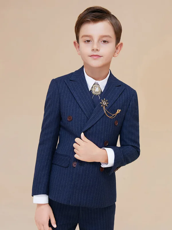 Fashion Beige Long Sleeve Boys Wedding Suits 2022 Coat Pants Shirt Tie Wedding