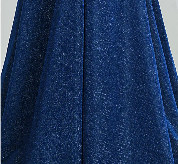 Vintage Ocean Blå Glittriga / Glitter Balklänningar 2026 Prinsessa Urringning Korta ärm Halterneck