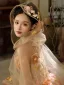 Blumenfee Champagner Perlenstickerei Pailletten Spitze Blumen Festliche Kleider 2025 Mit Umhang A Linie Bandeau Ärmellos Rückenfreies Lange Ballkleider