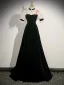 Chinese style Black Pearl Flower Velvet Prom Dresses Cheongsam 2023 A-Line / Princess High Neck Short Sleeve Backless Floor-Length / Long Prom Formal Dresses