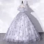Elegant Grey Butterfly Prom Dresses 2022 Ball Gown Scoop Neck Puffy Short Sleeve Floor-Length / Long Prom Formal Dresses
