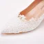 Elegant White Lace Flower Wedding Shoes 2023 7 cm Stiletto Heels Pointed Toe Wedding Pumps High Heels Wedding Shoes