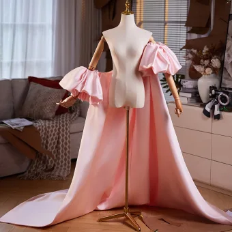 Chic Beautiful Blushing Pink Handmade Prom Bell Sleeves Shawl 2025