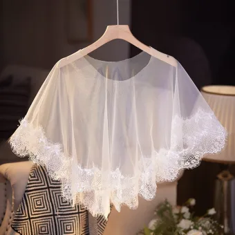 Enkla Vita Spets Blomma Bal Sjal 2025