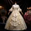 Medieval Vintage / Retro Champagne Lace Flower Ruffle Prom Dresses 2025 Ball Gown Square Neckline Bell sleeves Floor-Length / Long Prom Formal Dresses