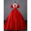 Élégant Rouge Perlage En Dentelle Fleur Robe De Bal 2023 Robe Boule Satin Encolure Dégagée Gonflée Manches Courtes Dos Nu Longue Promo Robe De Ceremonie