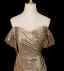 Glitzernden Gold Pailletten Abendkleider 2025 Meerjungfrau Off Shoulder Ärmellos Rückenfreies Sweep / Pinsel Zug Abend Festliche Kleider
