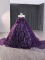 Sparkly Vintage Purple Paljetter Ballkjoler 2024 Ballkjole Kjæreste Uten Ermer Ryggløse Sløyfe Domstol Tog Ball Formelle Kjoler