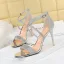 Sexy Black Rhinestone Sequins Evening Party Womens Shoes 2022 X-Strap 9 cm Stiletto Heels Open / Peep Toe Sandals High Heels