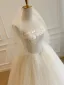Elegante High End Champagner Handgefertigt Perlenstickerei Perle Pailletten Brautkleider / Hochzeitskleider 2026 Ballkleid Bandeau Ärmellos Rückenfreies Lange