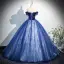 Vintage / Retro Ocean Blue Beading Appliques Prom Dresses 2025 Ball Gown Strapless Sleeveless Backless Floor-Length / Long Tulle Prom Formal Dresses